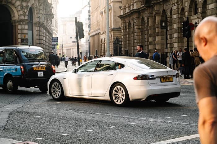 A carshare vehicle on a UK city street